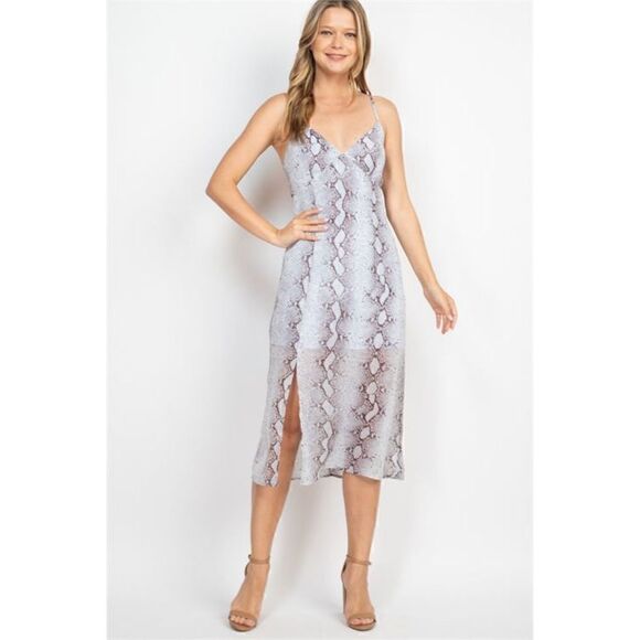 BLUE SNAKE PRINT DRESS  - Picture 1 of 2